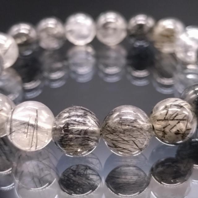 パワーストーン ブラックルチルクォーツ  10mm  ブラックトルマリンインクォーツ ブレスレット 金運 財運 成功運 天然石 メンズ レディース_2