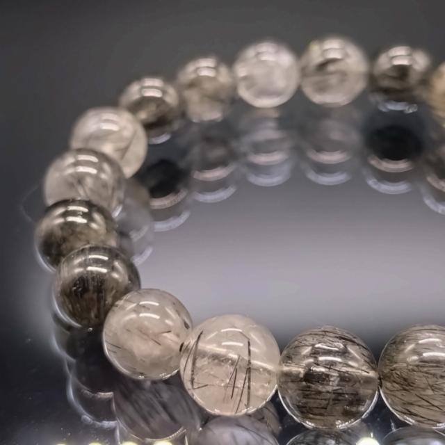 パワーストーン ブラックルチルクォーツ  10mm  ブラックトルマリンインクォーツ ブレスレット 金運 財運 成功運 天然石 メンズ レディース_3