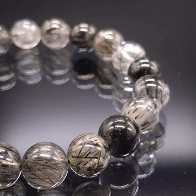 パワーストーン ブラックルチルクォーツ  10mm  ブラックトルマリンインクォーツ ブレスレット 金運 財運 成功運 天然石 メンズ レディース_4