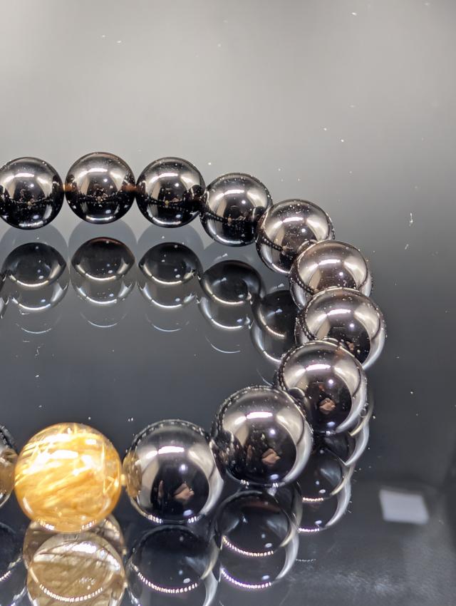 パワーストーン モリオン ゴールドルチルクォーツ 10mm 高品質 ブレスレット 黒水晶 天然石 金運 財運 縁切り 最強守護 厄除け メンズ レディース_4