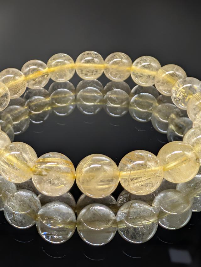 パワーストーン ルチルクォーツ　9〜10mm　金針水晶　上質 AAA ブレスレット 金運 財運 願望実現 天然石 メンズ レディース_2