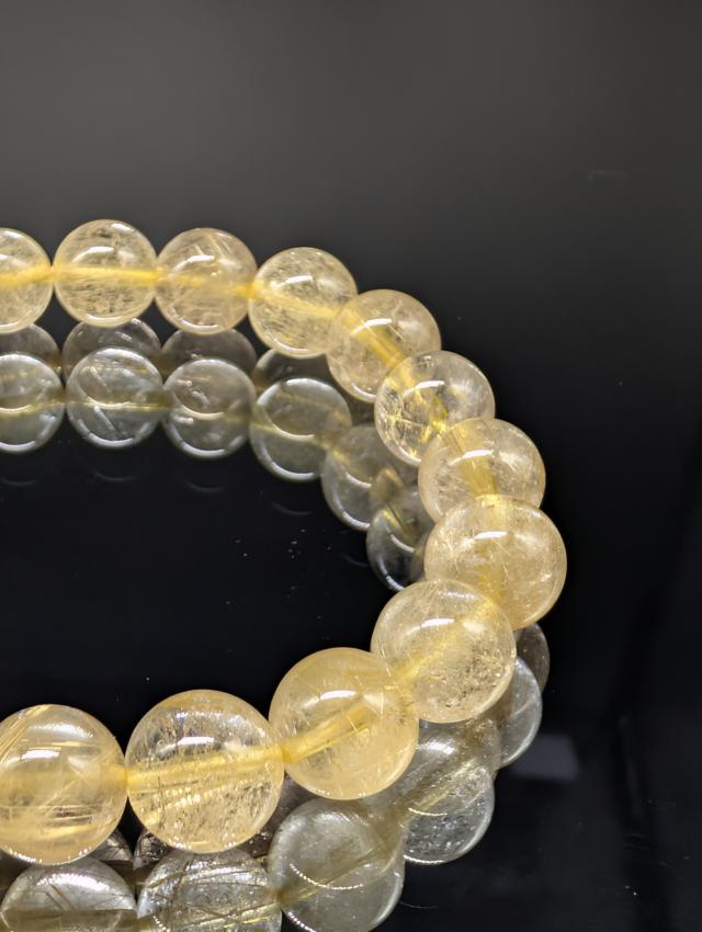パワーストーン ルチルクォーツ　9〜10mm　金針水晶　上質 AAA ブレスレット 金運 財運 願望実現 天然石 メンズ レディース_4