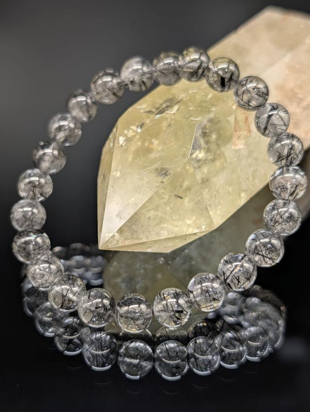 パワーストーン ブラックルチルクォーツ 8mm ブレスレット 高品質 金運 天然石 メンズ レディース