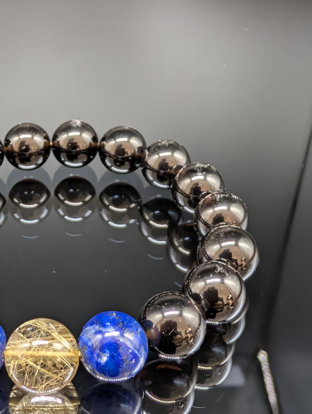 パワーストーン ゴールドルチルクォーツ ラピスラズリ モリオン 10mm ブレスレット 高波動 不幸断絶 金運 天然石 メンズ レディース_4