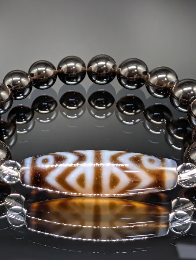 パワーストーン 金剛虎六眼天珠 モリオン 10mm 水晶6mm 天珠38×12 ブレスレット 最高波動 最強守護 金運上昇 天然石 メンズ レディース_2