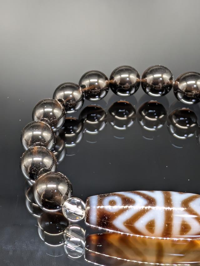 パワーストーン 金剛虎六眼天珠 モリオン 10mm 水晶6mm 天珠38×12 ブレスレット 最高波動 最強守護 金運上昇 天然石 メンズ レディース_3