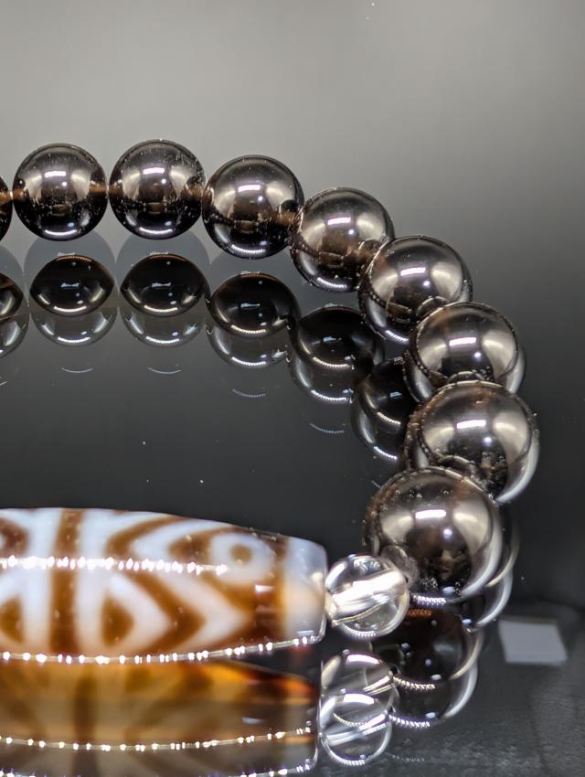 パワーストーン 金剛虎六眼天珠 モリオン 10mm 水晶6mm 天珠38×12 ブレスレット 最高波動 最強守護 金運上昇 天然石 メンズ レディース_4