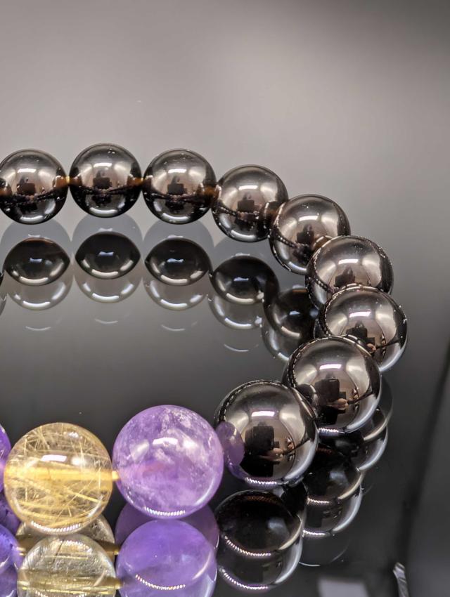 パワーストーン ルチルクォーツ アメジスト モリオン 10mm ブレスレット 天然石 金運 財運 願望実現 健康運 お守り 厄除け メンズ レディース_4