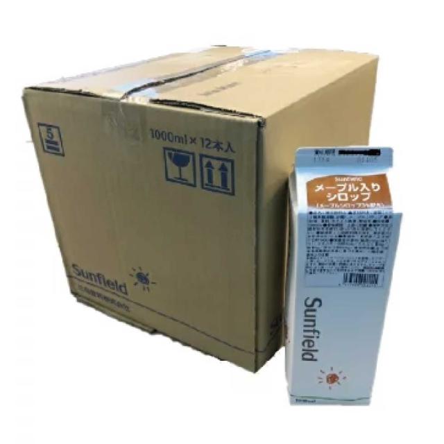 三田飲料 メープル入りシロップ 1000ml×12本 ケース販売 業務用 屋台 模擬店 パンケーキ ワッフル