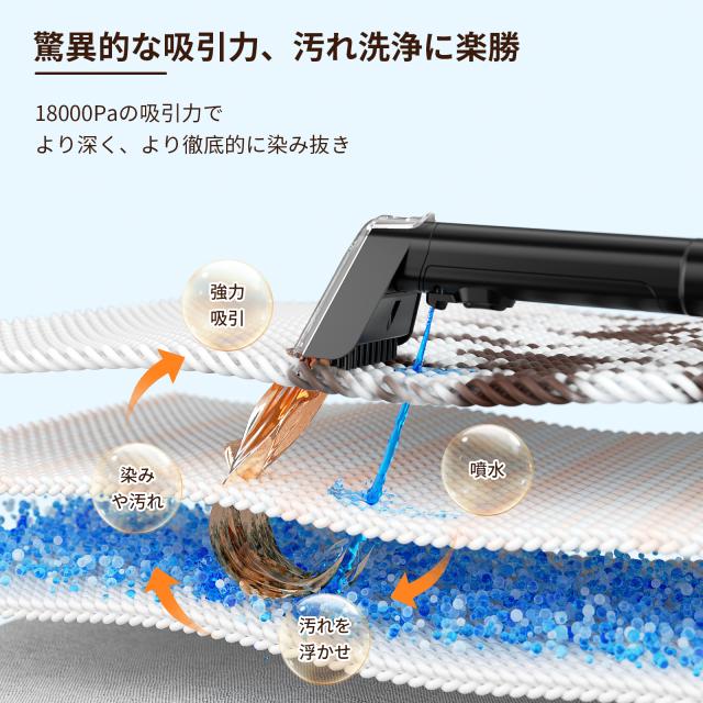 【新生活セール最大50％OFF★yadea公式】20252025新登場 カーペットクリーナー18000Pa 超 カーペット洗浄機 染み抜き ソファ 絨毯クリーナー 水洗い 車用 クリーナーソファ洗浄 カーペット/マットレス/布製品/シート/ソファ/ぬいぐるみ R3_3