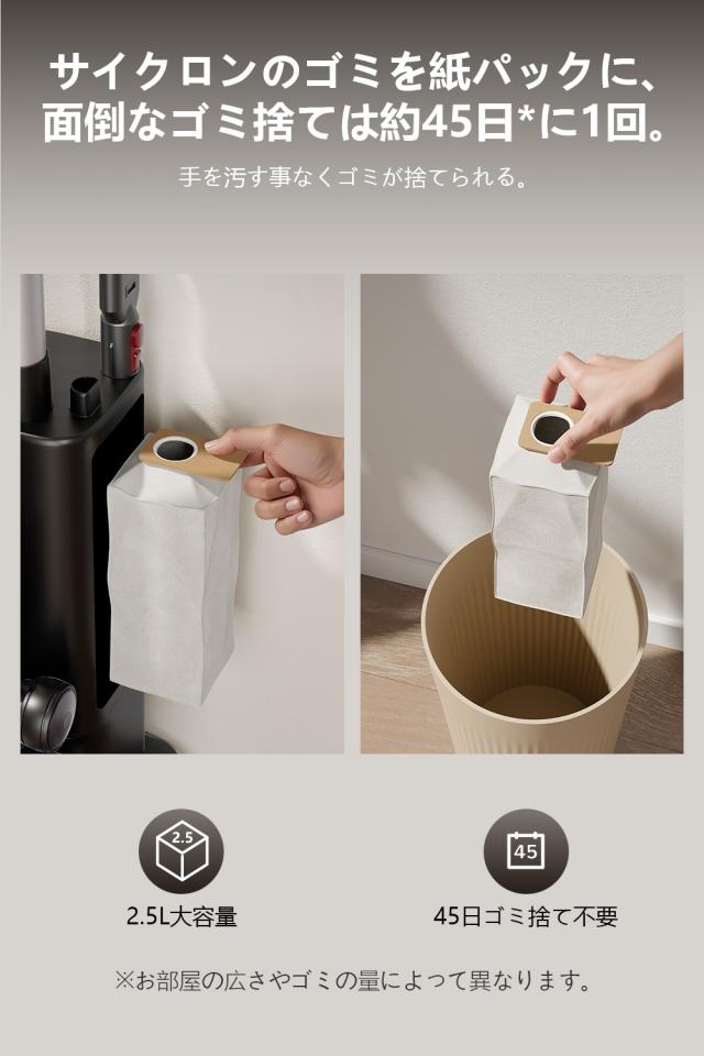 自動集塵 自動充電 34000Pa 吸引力 自動ごみ収集 掃除機 コードレス