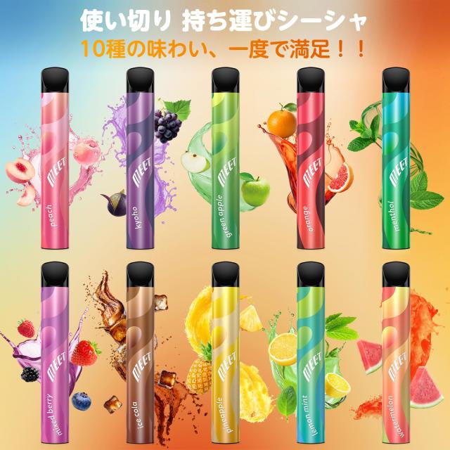 使い捨てシーシャ/10本セット 電子タバコ 使い捨て VAPE 10風味入り 10本セット 持ち運び シーシャ
