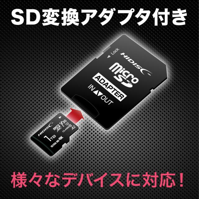 HIDISC 超高速 R170シリーズ microSDXCカード 64GB CLASS10 UHS-I Speed class3, A2対応　HDMCSDX64GA2V30PRO SDカード