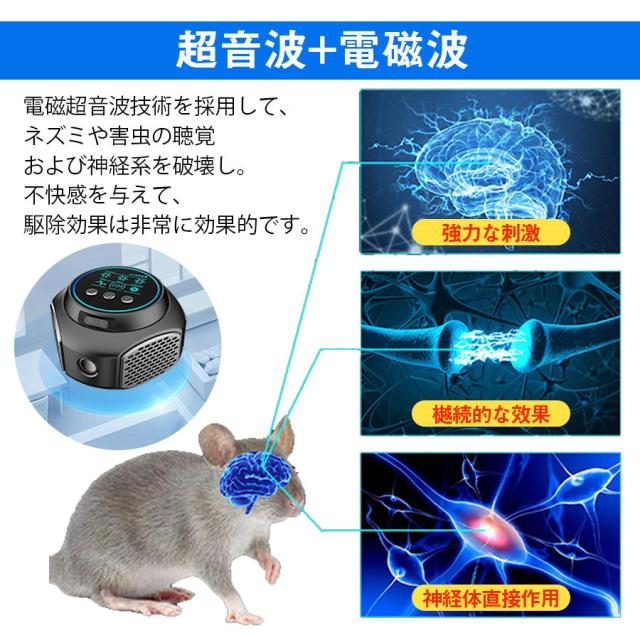 最安値挑戦 春新作 送料無料 新作 ねずみ駆除 超音波 コンセント ねずみ撃退器 害虫駆除器 ネズミ駆除 電磁波 ネズミよけ ネズミ退治 静音 無毒 無臭 4スピーカー 自動変周波 24h連続稼働 省エネ 電池不要 屋根 台所 車庫 倉庫用 ゴキブリ 蚊 蟻 蜘蛛_3