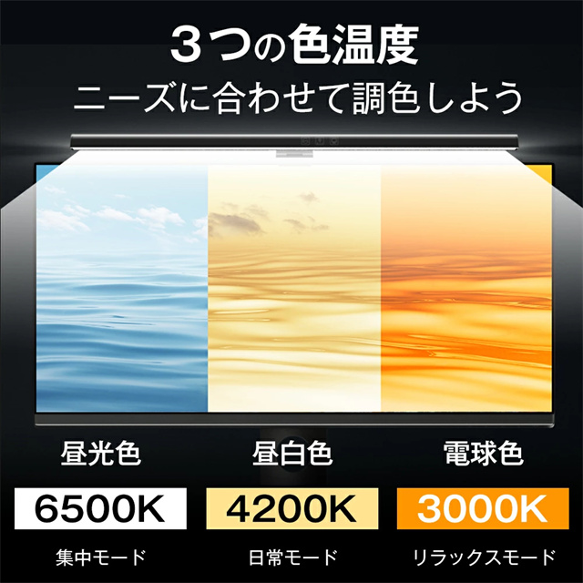最安値挑戦 春新作 送料無料 新作 モニターライト スクリーンバー 光反射防止 目に優しい LEDモニターライト USB給電 LED バーライト 3種色温度 無段階調光 デスクライ PCライト パソコンライト クリップ式 スペース節約 リモートワーク_5