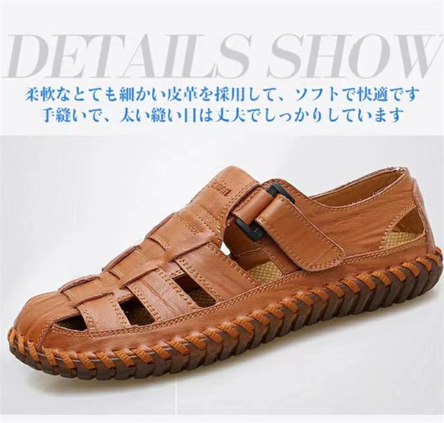 送料無料 春新作 サンダル メンズ カジュアルサンダル アウトドアシューズ 本革 スポーツサンダル ビーチサンダル スポサン アウトドアサンダル カジュアル メンズサンダル スリッポン 男性 おしゃれ 大きいサイズ トレンド 衝撃吸収_5