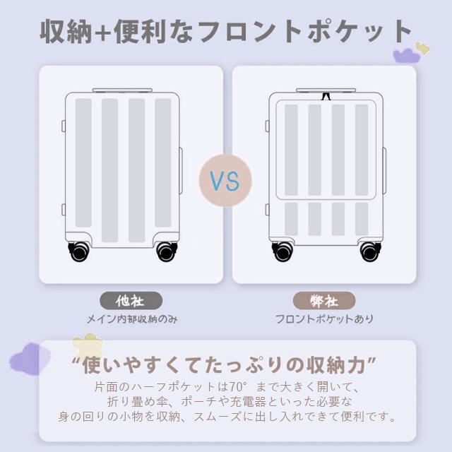 最安値挑戦 夏新作 送料無料 新作 6色選べる フロントオープン キャリーケース Mサイズ 前開き スーツケース USBポート付き キャリーバッグ 大容量 3-5日用 泊まる 軽量設計 収納ポケット トランク 修学 海外 国内旅行 おしゃれ かわいい 多機能 超軽量_4