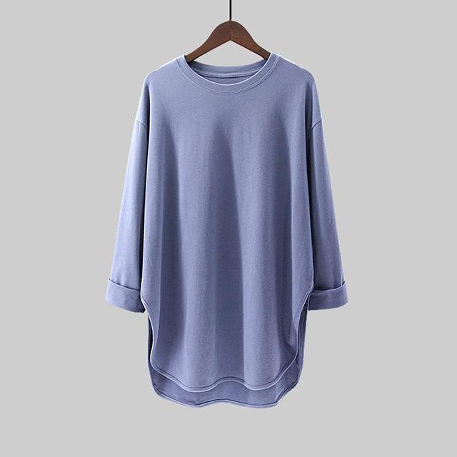 春新作 送料無料 トップス 新作 トップス レディース Tシャツ 長袖 レディース 綿 カットソー シンプル 丸襟 ゆったり 体型カーバー ルームウエア 女性用 トップス カジュアル_3