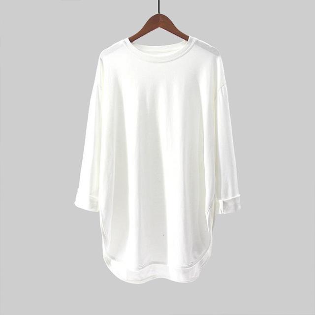 春新作 送料無料 トップス 新作 トップス レディース Tシャツ 長袖 レディース 綿 カットソー シンプル 丸襟 ゆったり 体型カーバー ルームウエア 女性用 トップス カジュアル_4