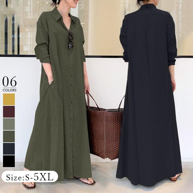 春新作 トップス 新作 送料無料 マキシ丈ワンピース シャツワンピース 4XL 5XL 大きいサイズ チュニック ストライプ 体型カーバー ミニワンピース スキッパーシャツ チュニックワンピース 韓国風