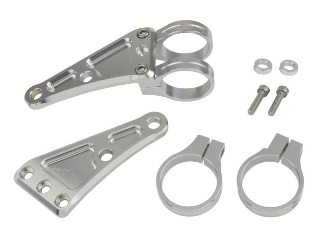 POSH Faith ポッシュ フェイス マシンドロングヘッドライトステー2サークルクランプタイプ41mm シルバー 030048-03の通販は