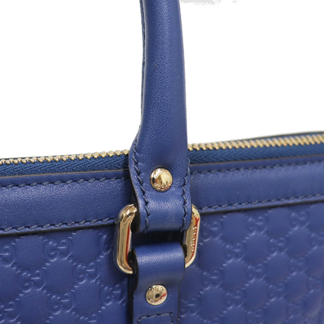 グッチ GUCCI マイクログッチシマ 2way ハンドバッグ レザー 青 ブルー