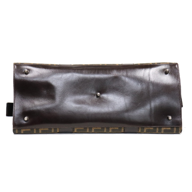 フェンディ FENDI ズッカ柄 ハンドバッグ キャンバス レザー ブラウン