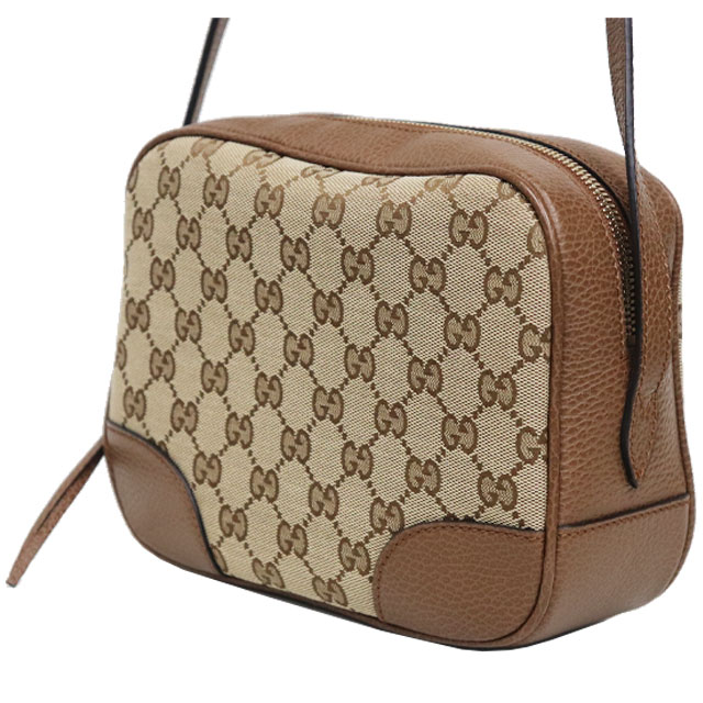 美品)グッチ GUCCI ショルダーバッグ GGキャンバス × レザー 美品)グッチ GUCCI ショルダーバッグ GGキャンバス × レザー