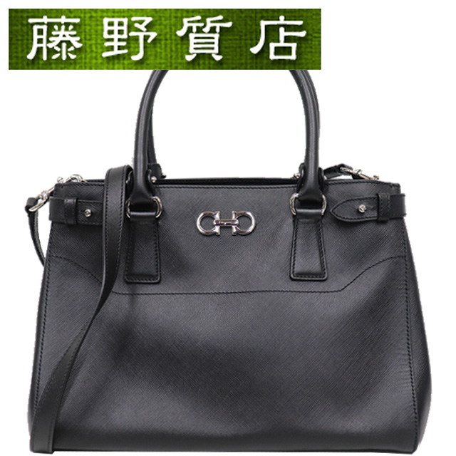 美品 フェラガモ トートバッグ ガンチーニ 肩掛け シルバー金具 内側