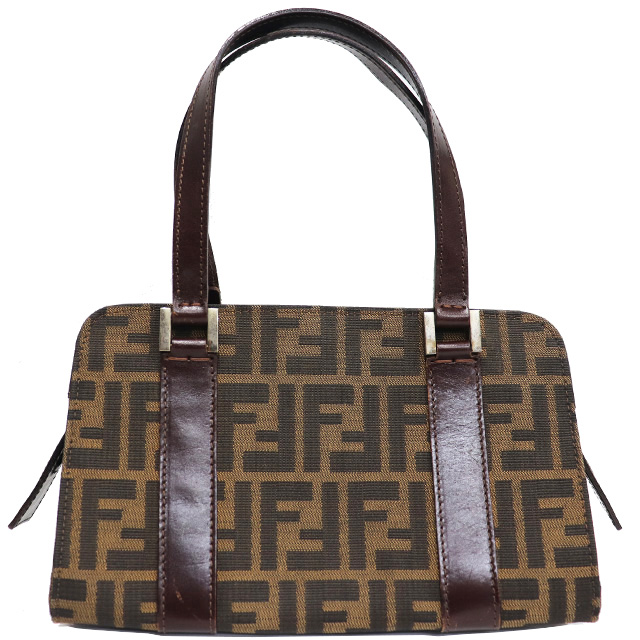 フェンディ FENDI ズッカ柄 ミニハンドバッグ キャンバス レザー
