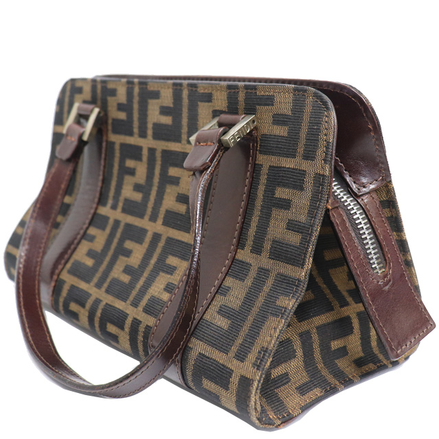 フェンディ FENDI ズッカ柄 ミニハンドバッグ キャンバス レザー