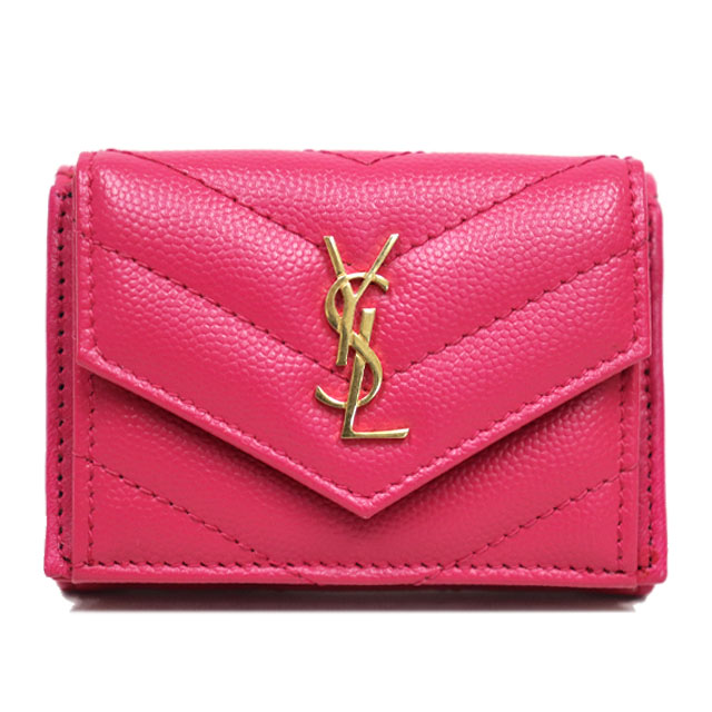 YSL 二つ折り財布　　カサンドラ　YSL　ピンクベージュ サンローラン SAINT LAURENT 財布 （ピンク） -waja bazar