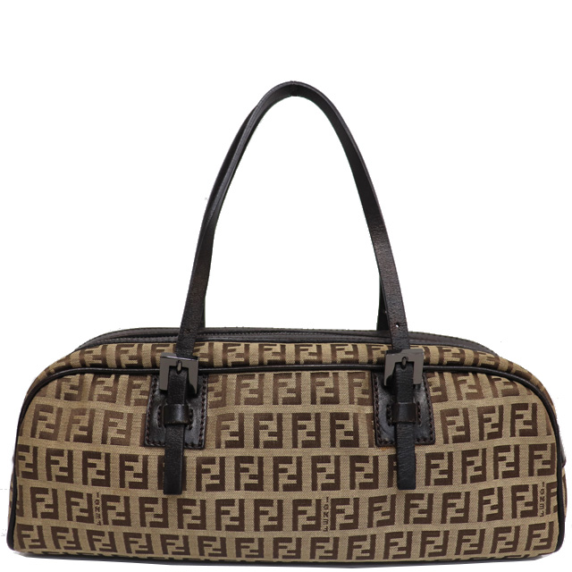 フェンディ FENDI ミニ ボストンバッグ ズッキーノ柄 キャンバス 