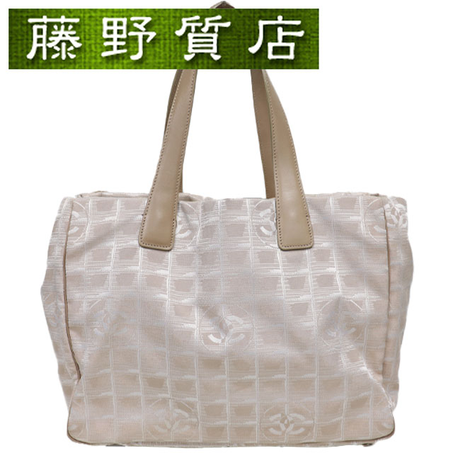シャネル CHANEL ニュートラベルライン トートバッグ MM ショルダー ナイロン ベージュ シルバー金具 8063の通販は 68,000円