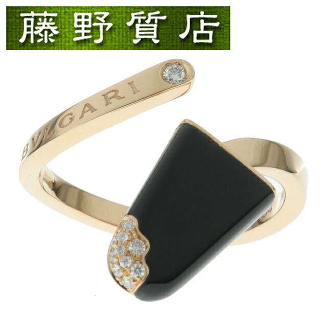 （美品）ブルガリ BVLGARI ジェラーティ オニキス ダイヤ リング 355854 K18 PG × ダイヤ × オニキス ＃54 証明書 8866の通販は指輪・リング