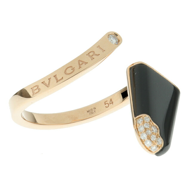 （美品）ブルガリ BVLGARI ジェラーティ オニキス ダイヤ リング 355854 K18 PG × ダイヤ × オニキス ＃54 証明書 8866の通販は