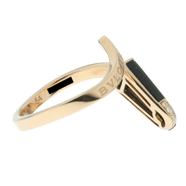 （美品）ブルガリ BVLGARI ジェラーティ オニキス ダイヤ リング 355854 K18 PG × ダイヤ × オニキス ＃54 証明書 8866の通販は