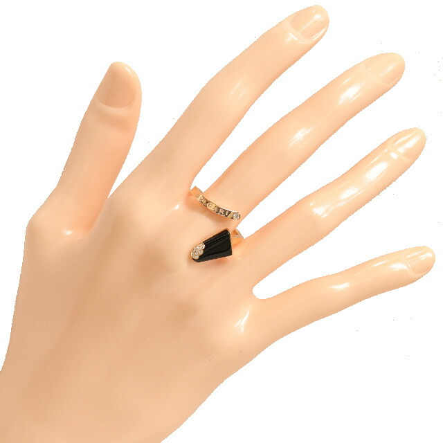 （美品）ブルガリ BVLGARI ジェラーティ オニキス ダイヤ リング 355854 K18 PG × ダイヤ × オニキス ＃54 証明書 8866の通販は