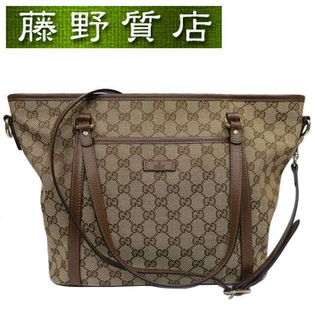 グッチ GUCCI GGキャンバス 2way バッグ 斜め掛け トートバッグ 388929 GGキャンバス × レザー ベージュ × ブラウン 8202の通販は 103,000円