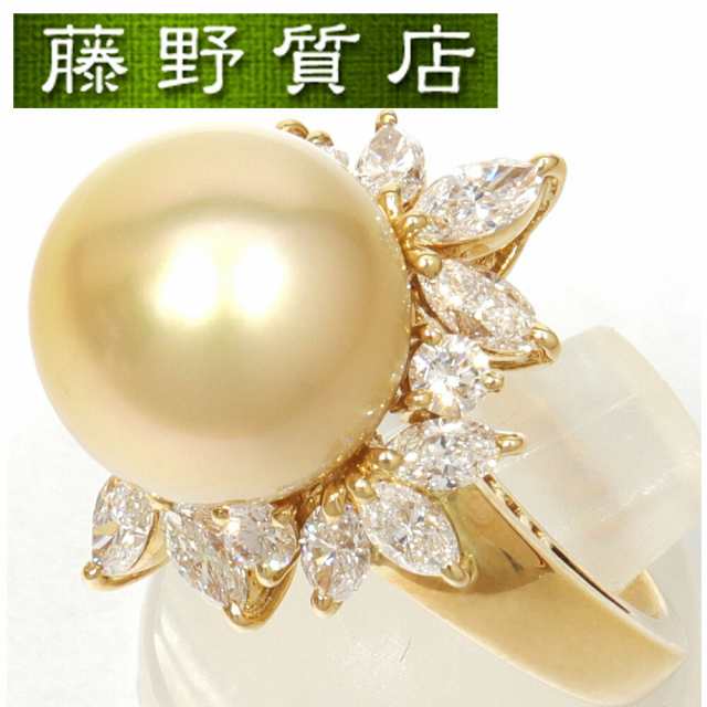 (新品仕上げ済) 希少 ミキモト MIKIMOTO ゴールデン パール ダイヤ リング 指輪  11号  真珠 約12.1mm K18YG ダイヤ 1.64ct 鑑定書 8557の通販は