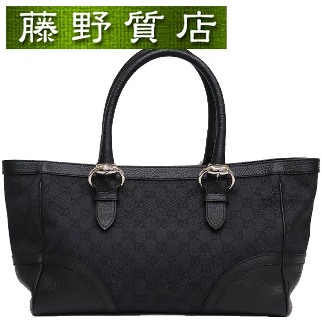 (美品)グッチ GUCCI GGショルダートート 289716　黒 ブラック シルバー金具 キャンバス × レザー 8287の通販は