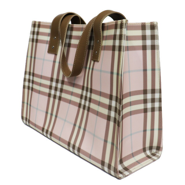 美品)バーバリー BURBERRY トート バッグ ピンク × ベージュ 美品)バーバリー BURBERRY トート バッグ ピンク × ベージュ