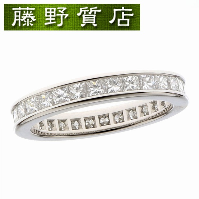 （新品仕上げ済）カルティエ CARTIER プリンセスカット フルエタニティ ダイヤリング 指輪 Pt 950 × ダイヤ フルダイヤ #52 証明書 9007の通販は