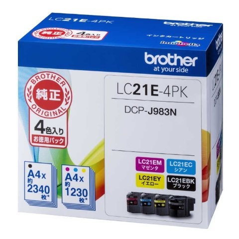 brother ブラザー 純正 インクカートリッジ 4色パック LC21E-4PK_1
