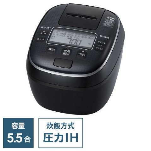 TIGER タイガー 圧力IHジャー炊飯器 5.5合 メタリックブラック JPA-Z100KM