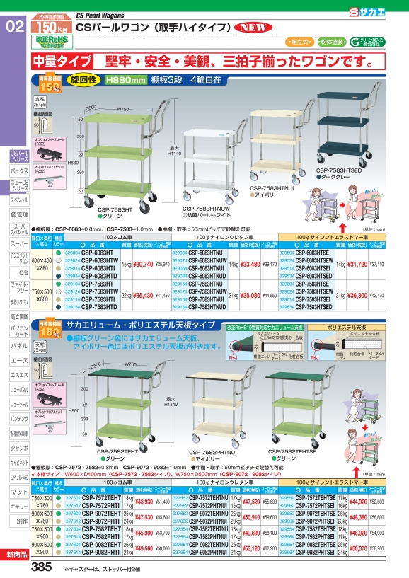 ステンレスＣＳパールワゴン（Ｈ８８０ｍｍ・パンチング仕様） CSP3-7582PSNU ステンレスＣＳパールワゴン（Ｈ８８０ｍｍ・パンチング仕様） CSP3