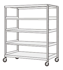 中量キャスターラックGKR型(ウレタン車・自在2、固定2コ) GKR-1355GUK 【お届け先が法人か個人事業主様限定・キャンセル不可】※一部地域「送料別」の通販は 55,902円