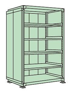 中量棚ＰＢＷ型パネル付（５００ｋｇ／段・単体・４段タイプ） PBW-1754 中量棚PBW型パネル付 500kg⁄段 単体 高さ1800mm 4段タイプ