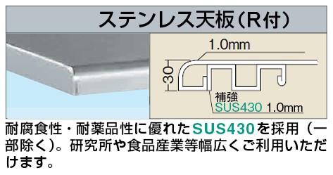 ステンレス作業台(天板R付) SUS4-187R 【お届け先が法人か個人事業主様限定・キャンセル不可】※一部地域「送料別」の通販は