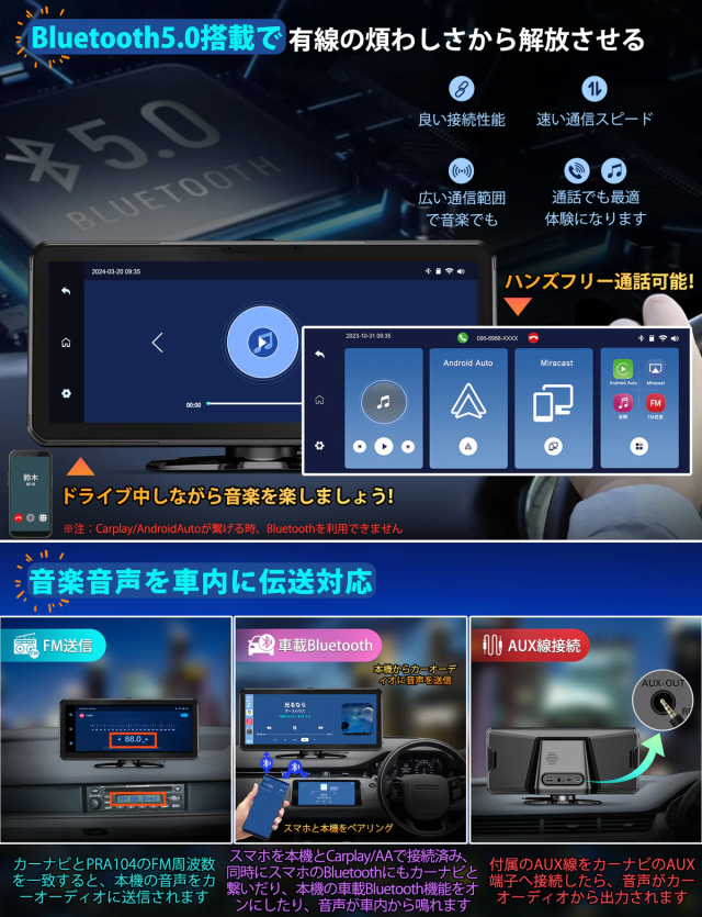 PORMIDO PRA105 10.1インチ2DIN DVDプレイヤー搭載 高精細QLED